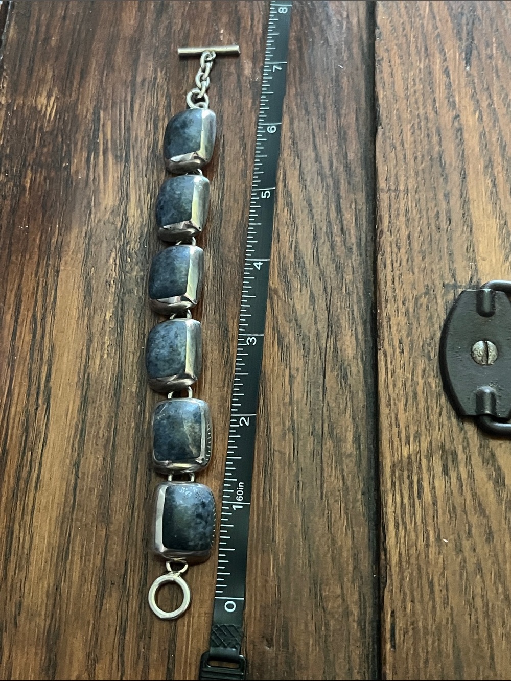 Taxco Silver Bracelet with Blue-Grey Stones - Picture 11 of 13